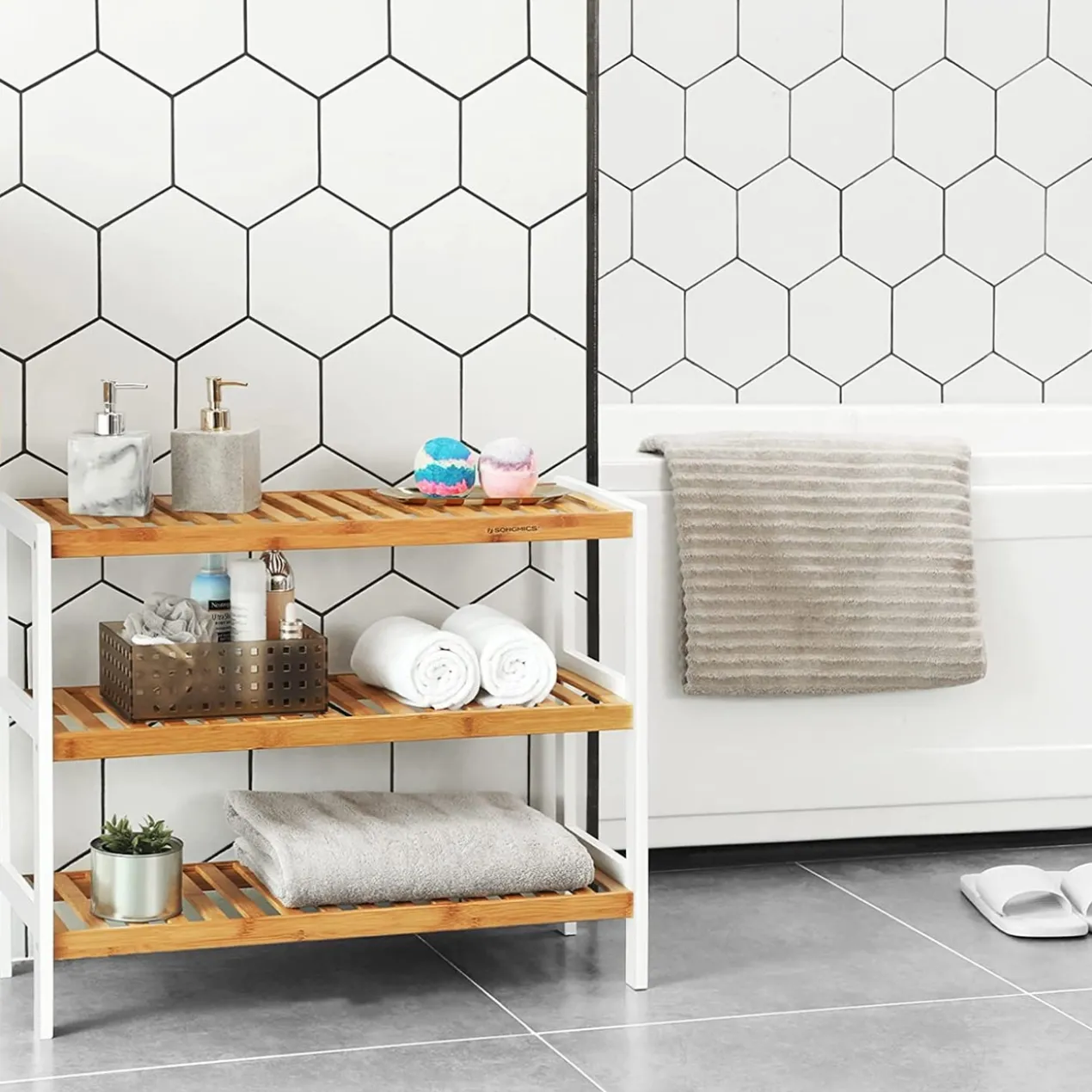 Schoenenrek Indusign bamboe Naturel en wit bamboe