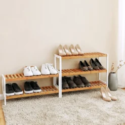 Schoenenrek Indusign bamboe Naturel en wit bamboe