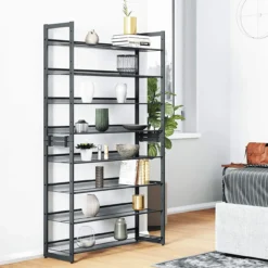 Schoenenrek 2 x (stapelbaar) met 4 niveaus Indusign Grijs