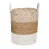 Seagrass gevlochten mand natural-wit/natural/wit S