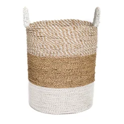 Seagrass gevlochten mand natural-wit/natural/wit S