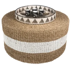 Seagrass koffietafel / salontafel Ø100cm naturel/wit