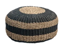 Seagrass poef zwart/natural