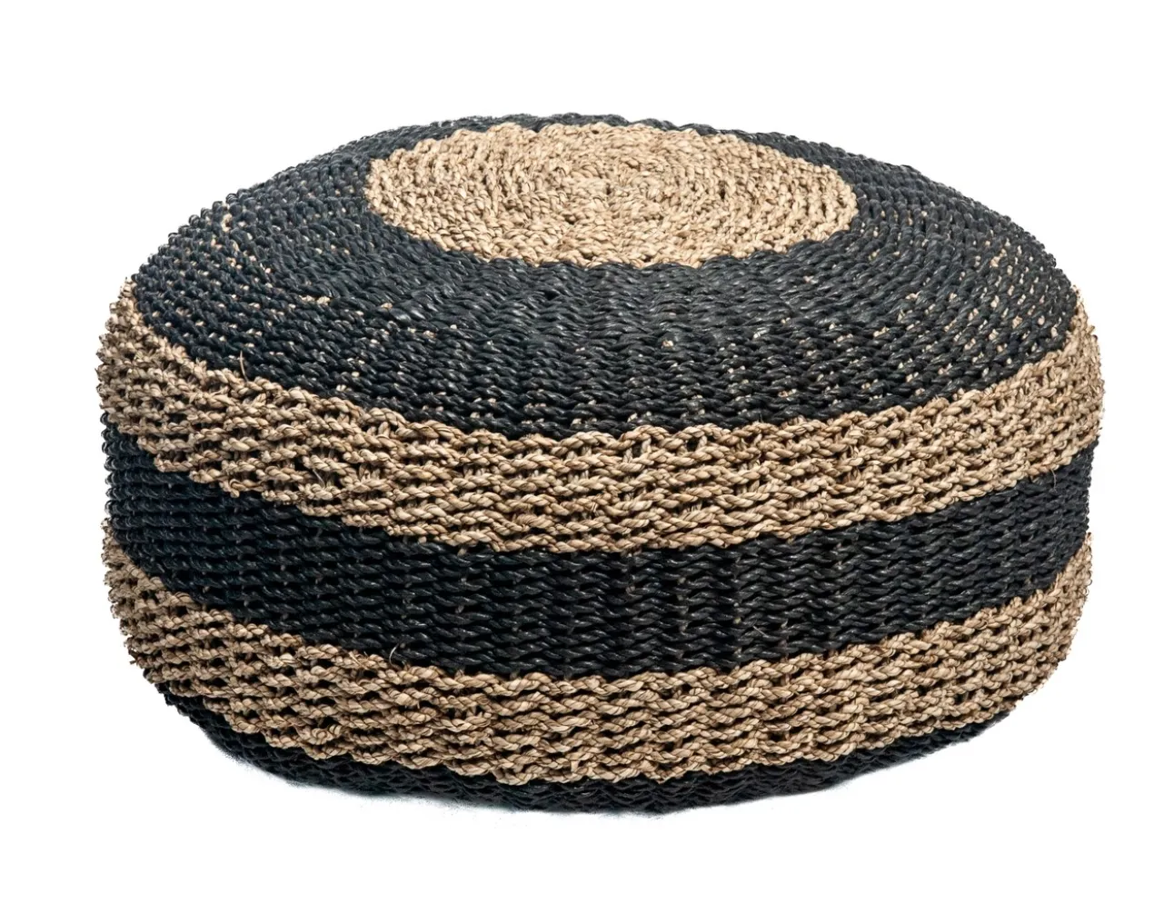 Seagrass poef zwart/natural