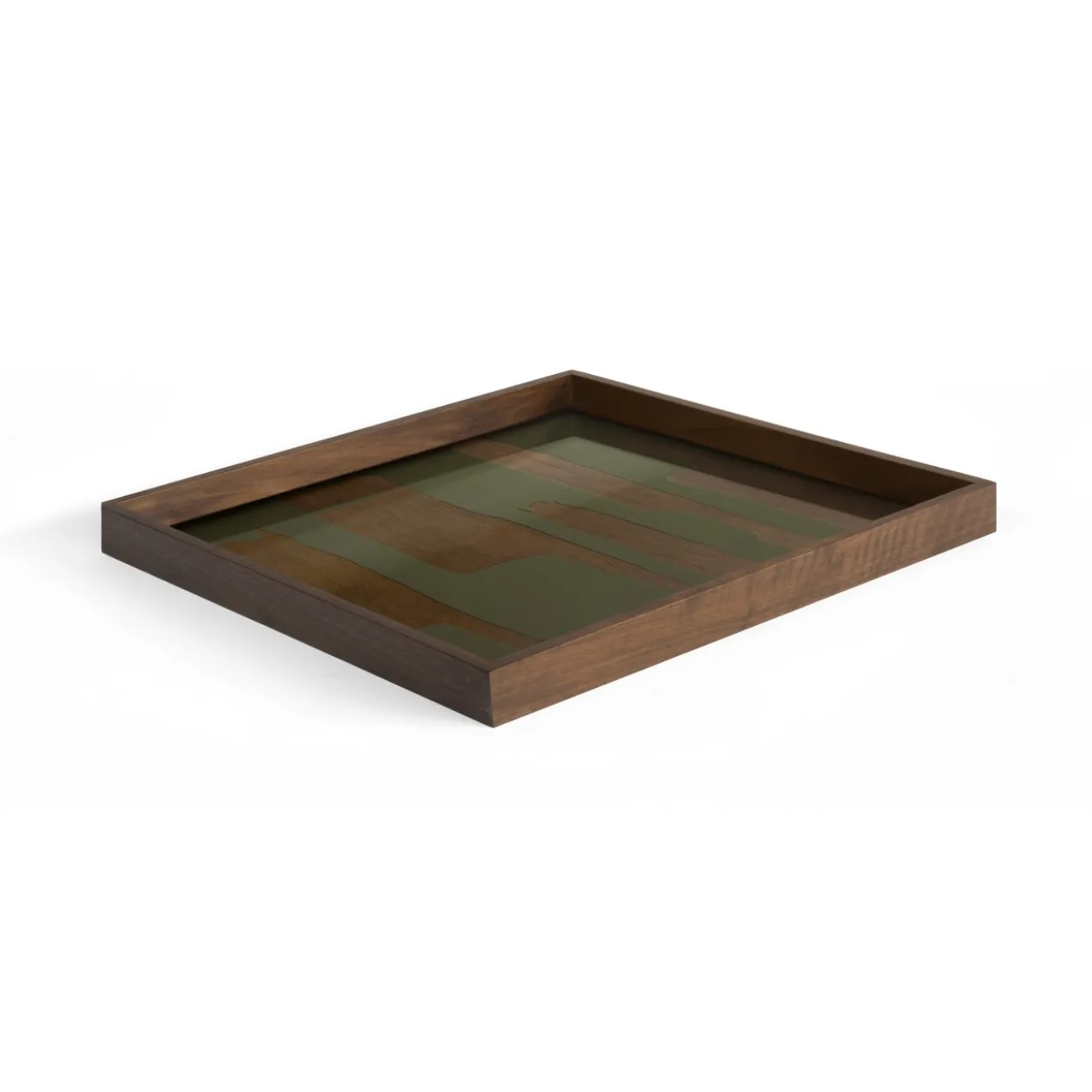 Second Nature glazen dienblad vierkant 51x51 cm - moss