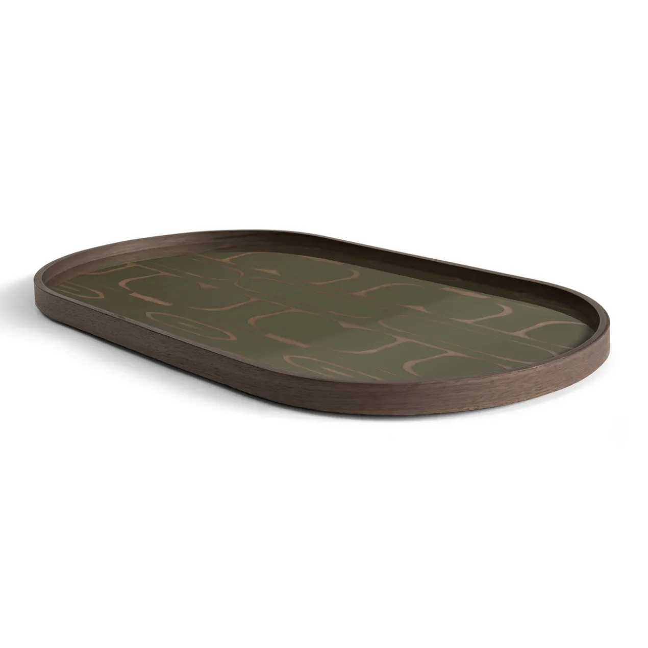 Second Nature glazen dienblad ovaal 71x36 cm - moss
