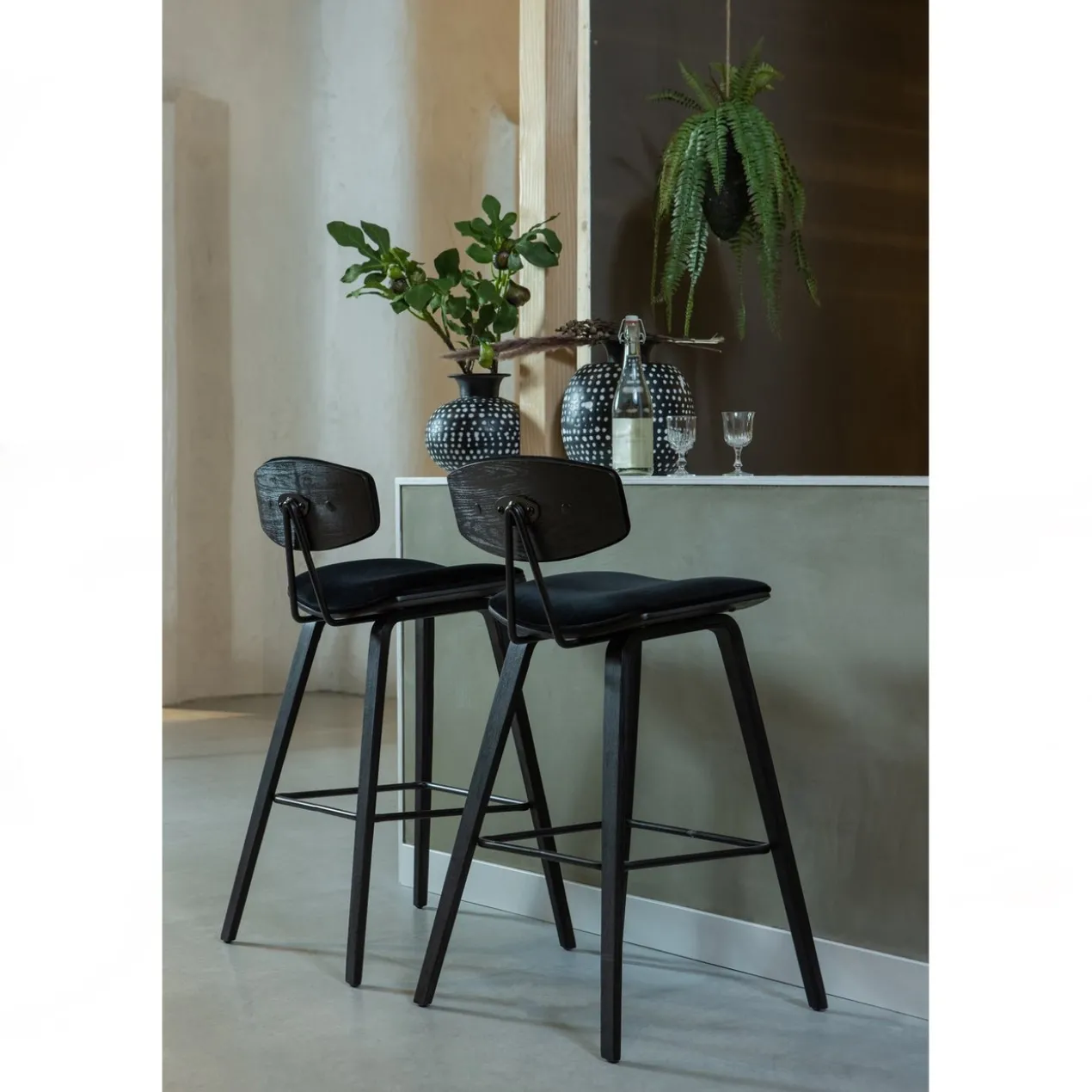 Senn barstoel velvet zwart
