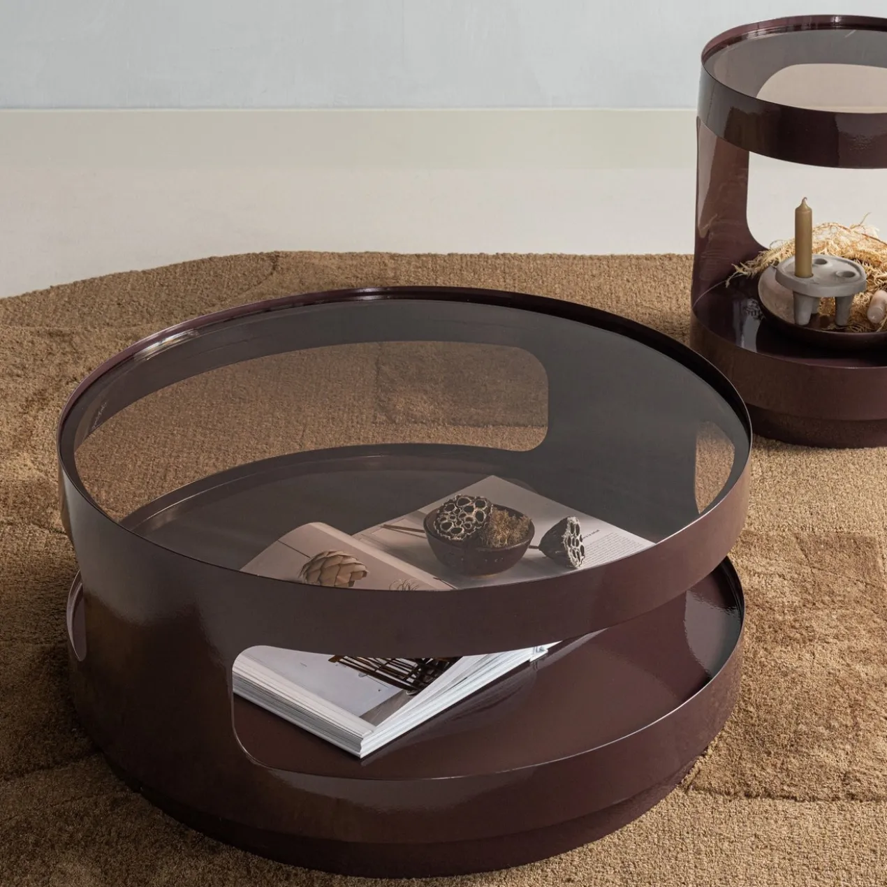 Sero salontafel metaal/glas bruin