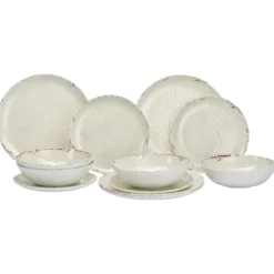 Servies Melamine rustic pearl - set van 12