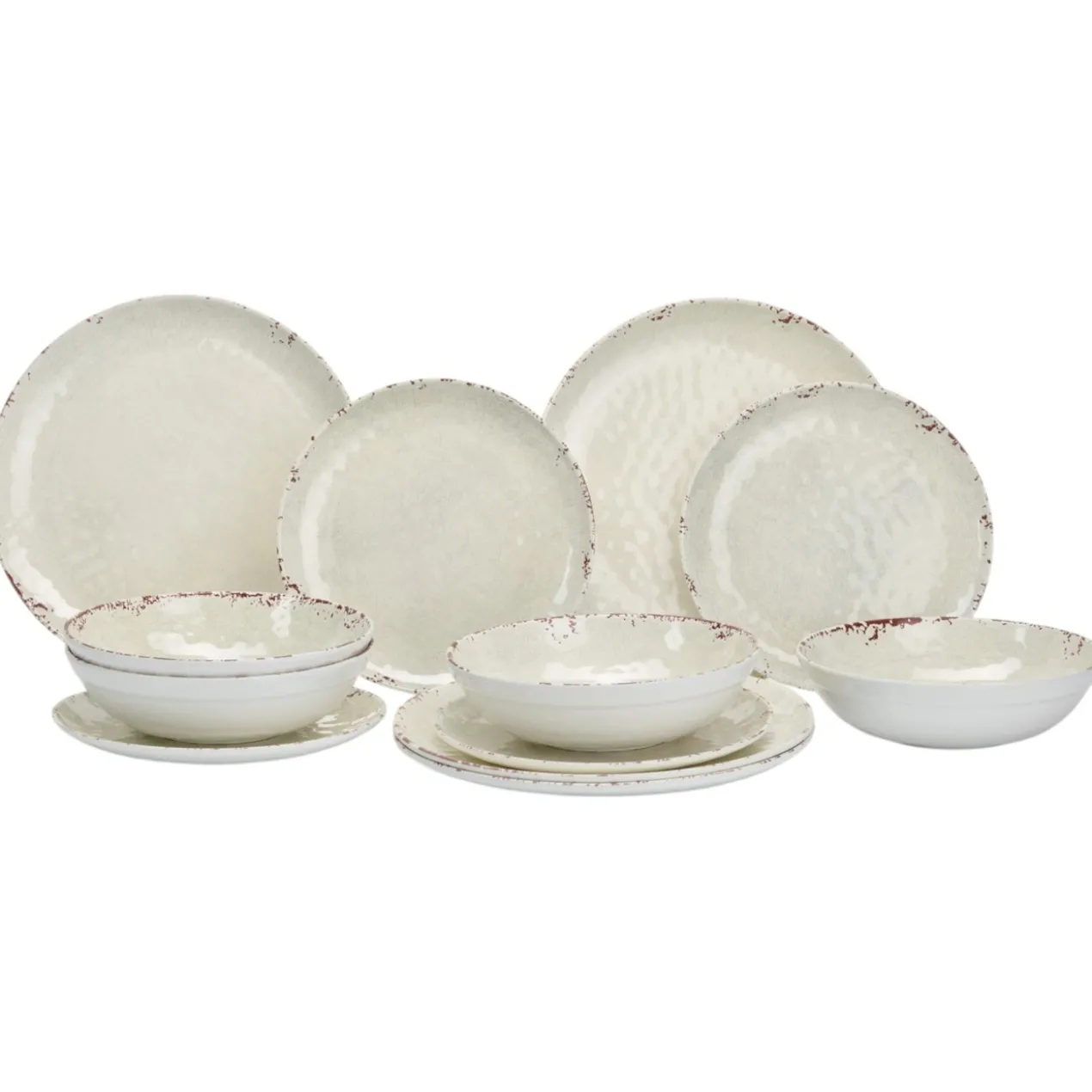 Servies Melamine rustic pearl - set van 12