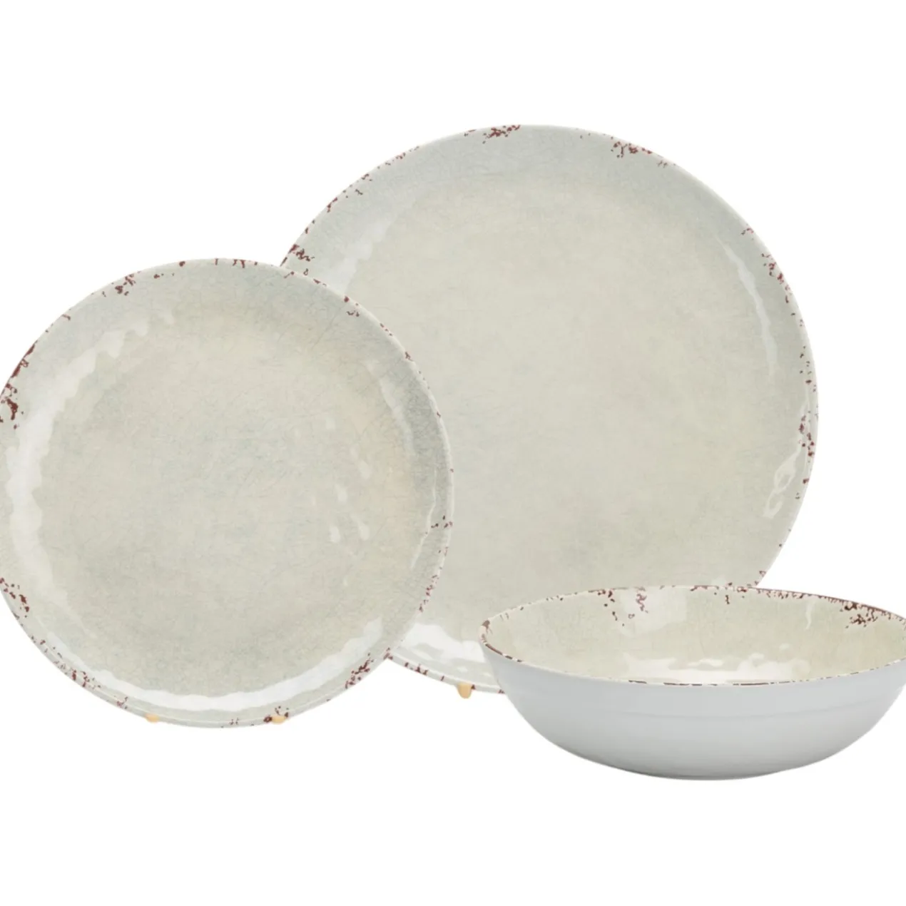 Servies Melamine rustic pearl - set van 12