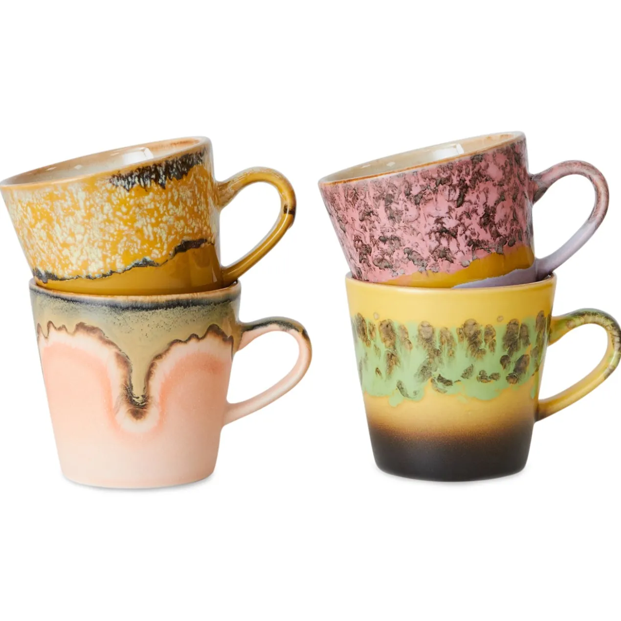Servies 70's ceramics americano mugs radiant - set van 4