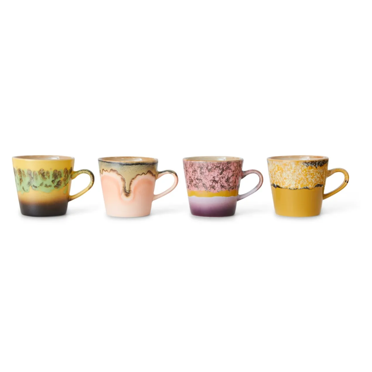 Servies 70's ceramics americano mugs radiant - set van 4