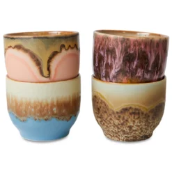 Servies 70s ceramics café cups lagoon - set van 4
