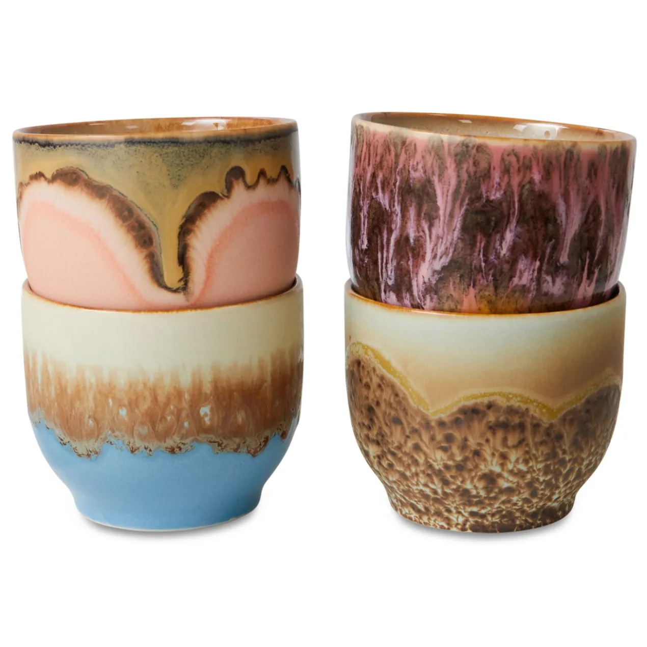 Servies 70s ceramics café cups lagoon - set van 4