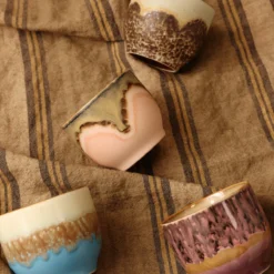 Servies 70s ceramics café cups lagoon - set van 4
