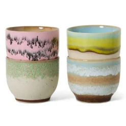 Servies 70's Ceramics cafe cup Deco - set van 4