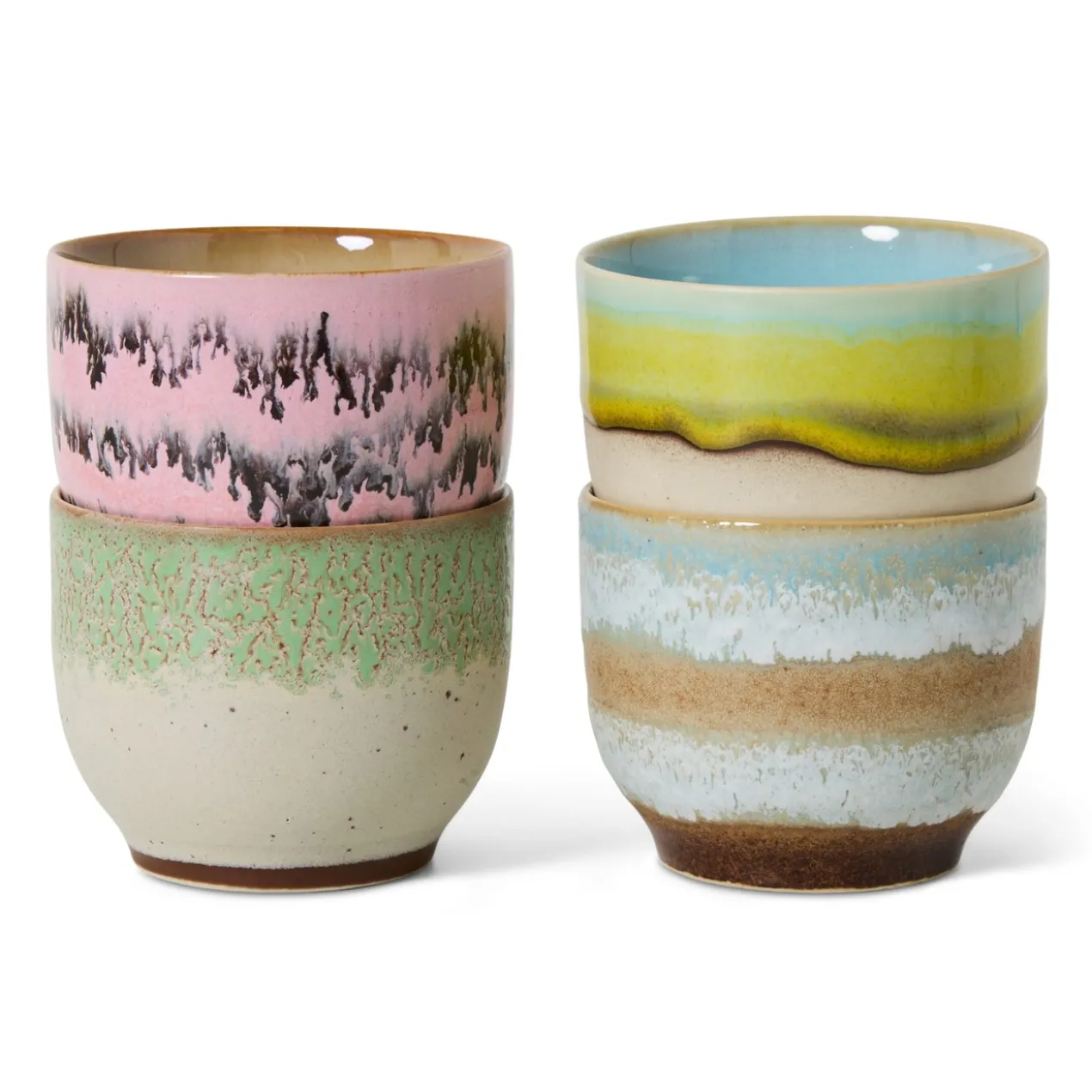 Servies 70's Ceramics cafe cup Deco - set van 4