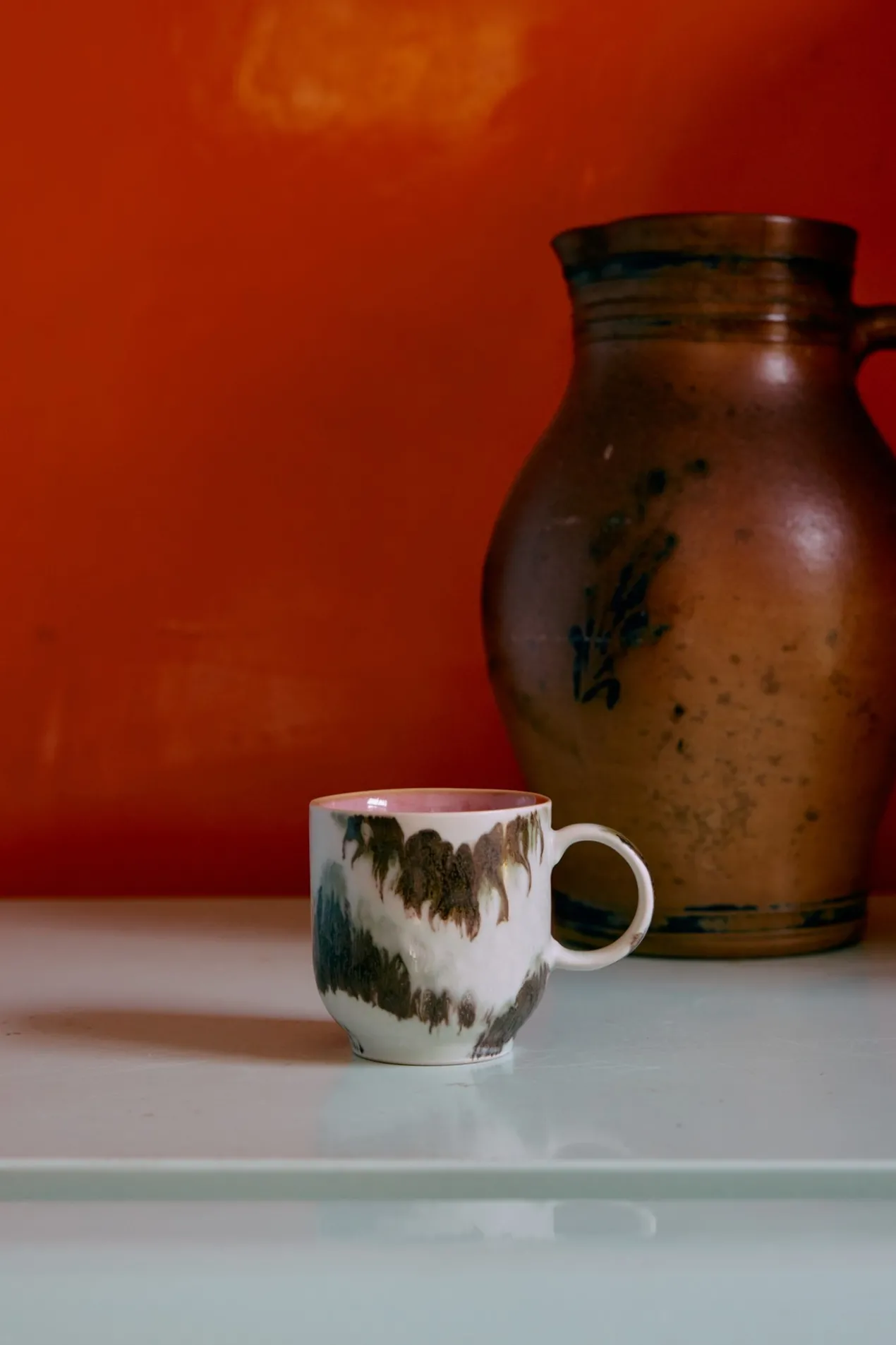 Servies 70's Ceramics cafe mug Abstract - set van 4