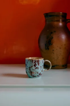 Servies 70's Ceramics cafe mug Abstract - set van 4