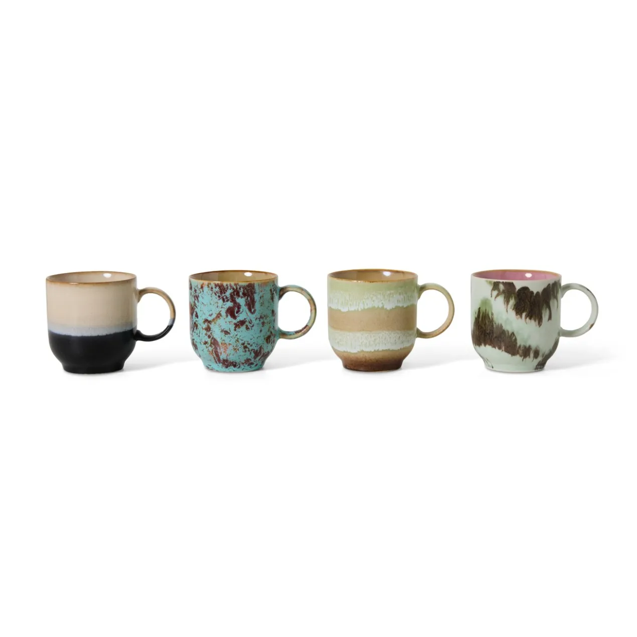 Servies 70's Ceramics cafe mug Abstract - set van 4
