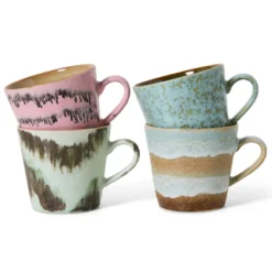 Servies 70's Ceramics cappuccino mok Dada - set van 4