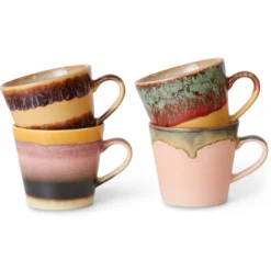 Servies 70s ceramics cappuccino mugs vista - set van 4