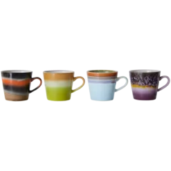 Servies 70's Ceramics Cappuccino mok Solid - set van 4