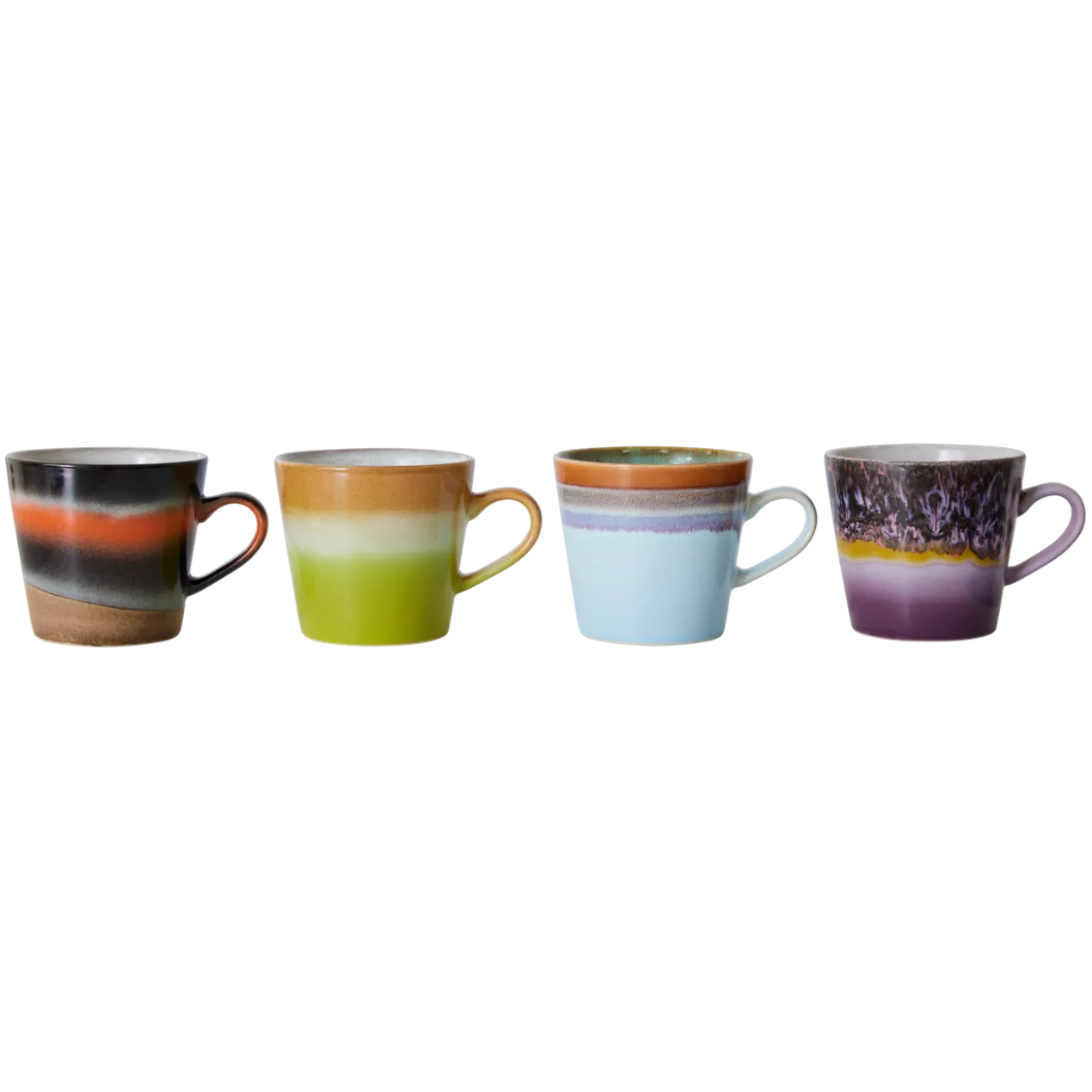Servies 70's Ceramics Cappuccino mok Solid - set van 4