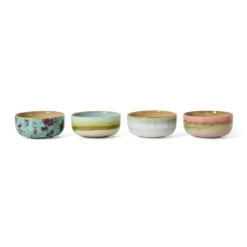 Servies 70's Ceramics dessert kom impression - set van 4
