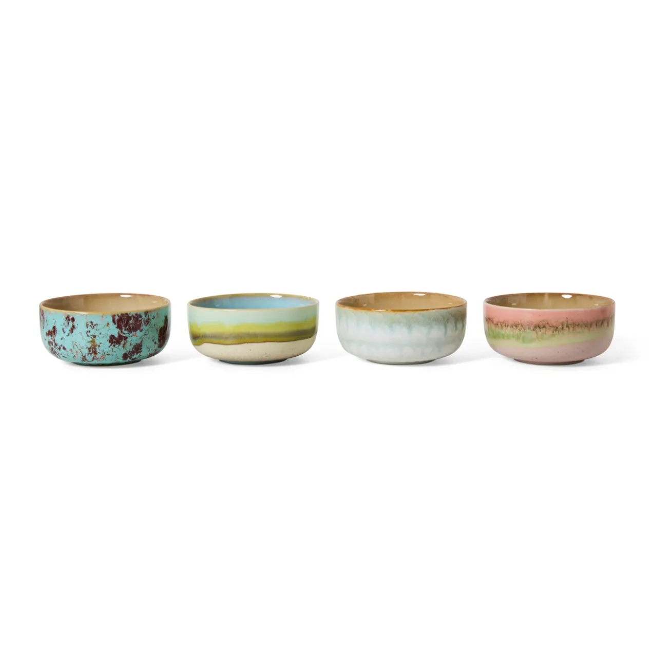 Servies 70's Ceramics dessert kom impression - set van 4