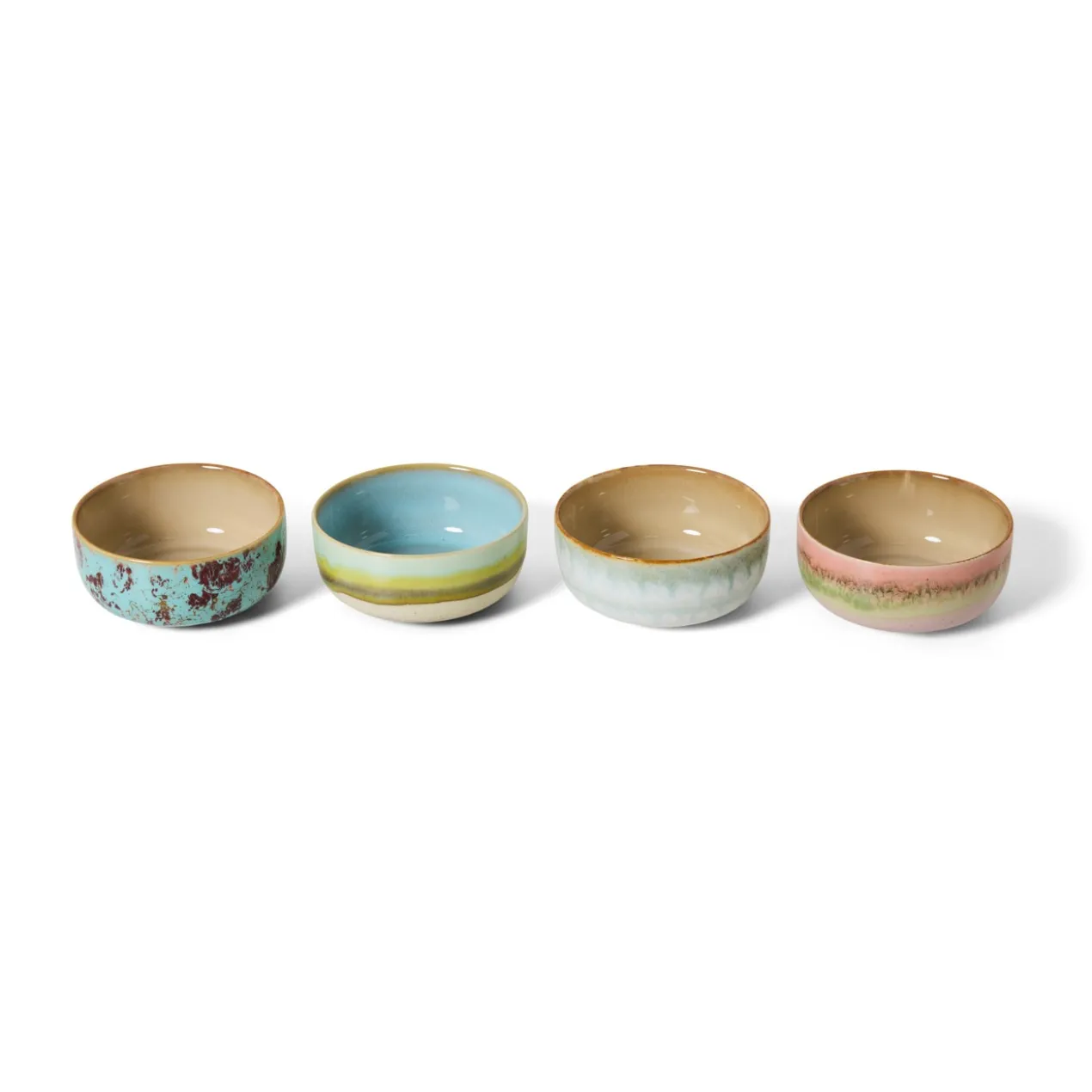 Servies 70's Ceramics dessert kom impression - set van 4