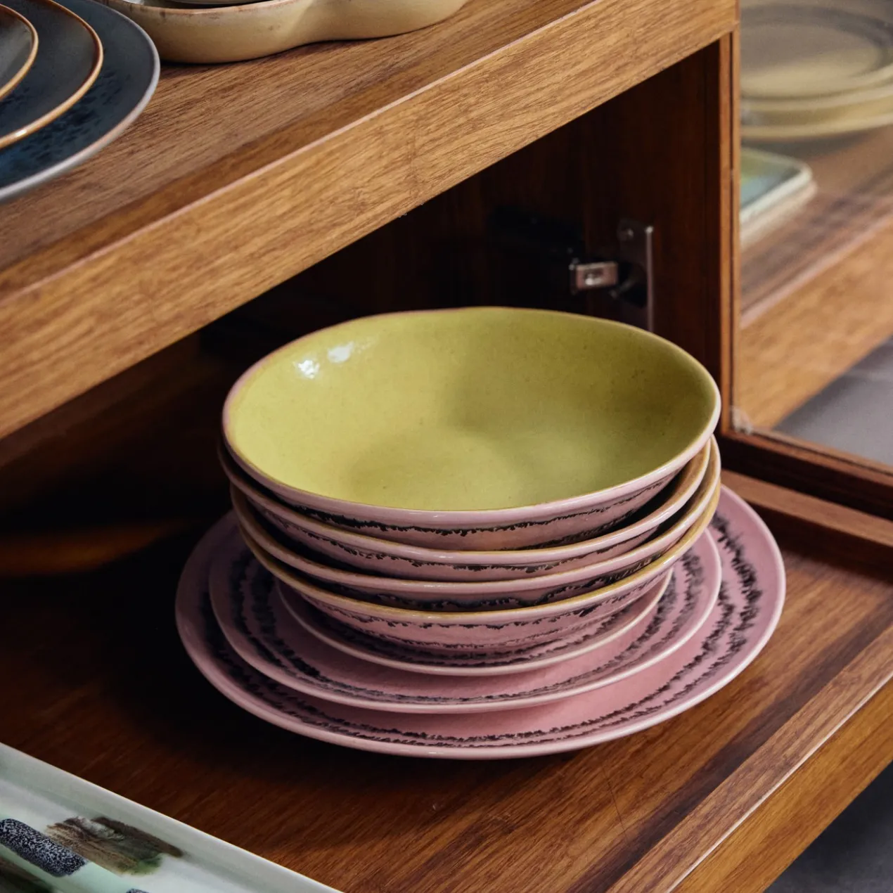 Servies 70's ceramics dinerbord Bubble - set van 2