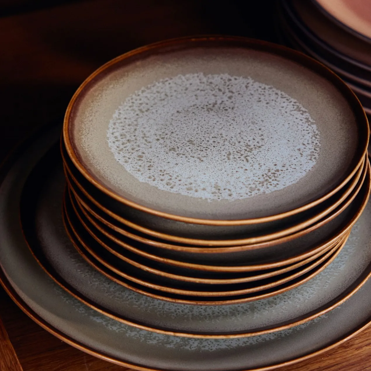 Servies 70's ceramics dinerbord Contrast - set van 2