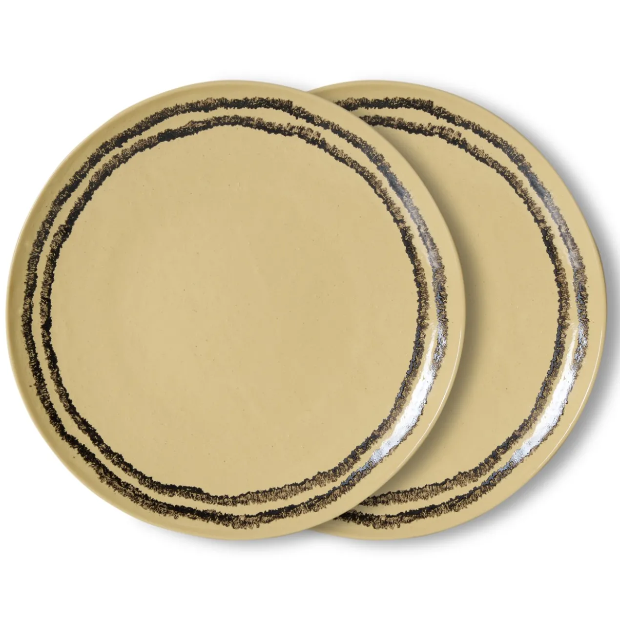 Servies 70's ceramics dinerbord Vanilla - set van 2