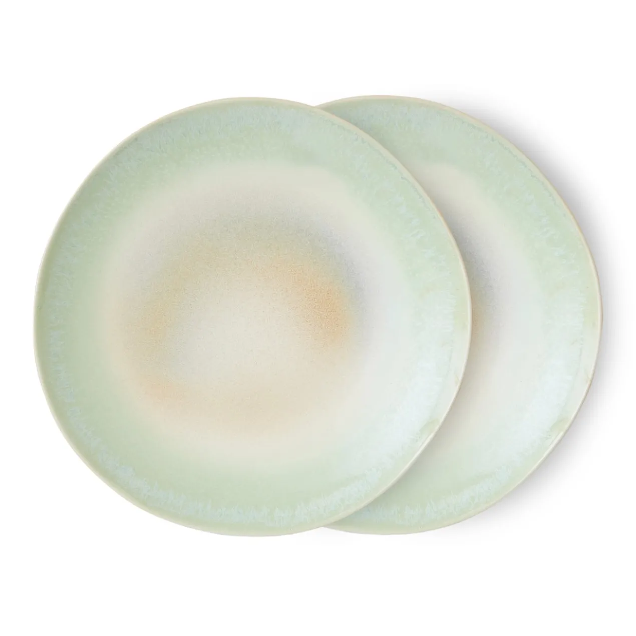 Servies 70s ceramics dinner plates palms - set van 2