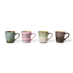 Servies 70's Ceramics espresso mok Brutalism - set van 4