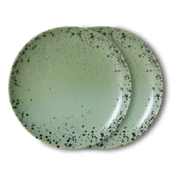Servies 70's ceramics gebaksbordje fleck - set van 2
