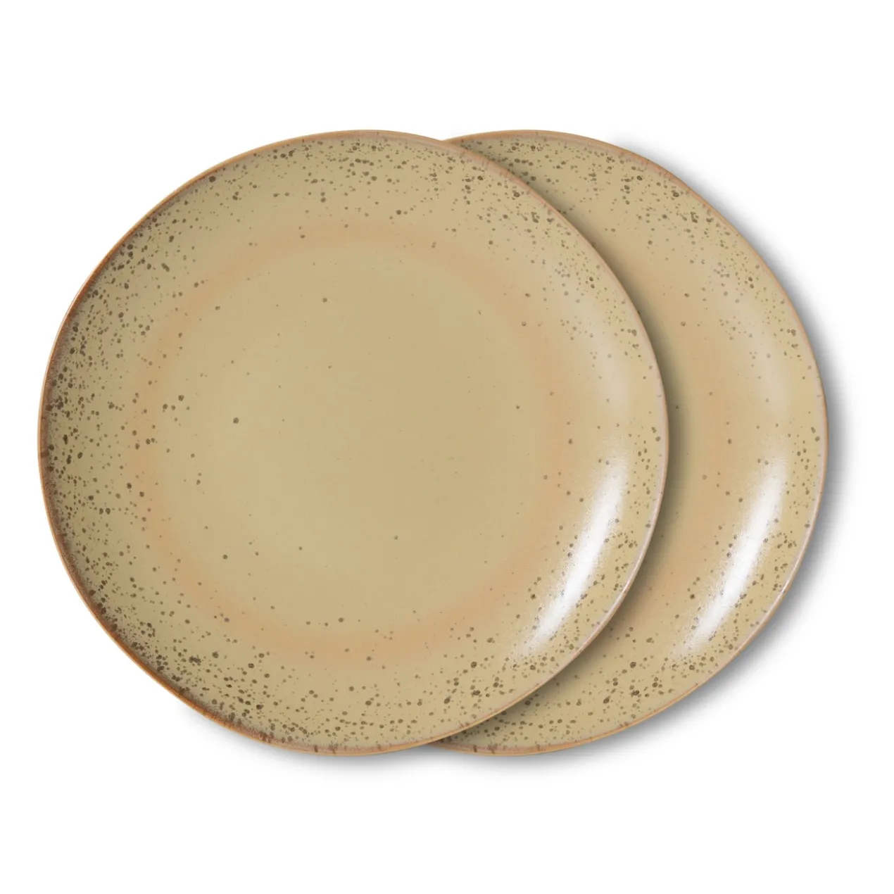 Servies 70's ceramics gebaksbordje grit - set van 2