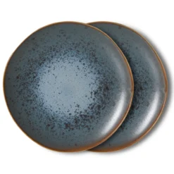 Servies 70's ceramics gebaksbordje mineral - set van 2