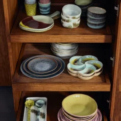 Servies 70's ceramics gebaksbordje mineral - set van 2