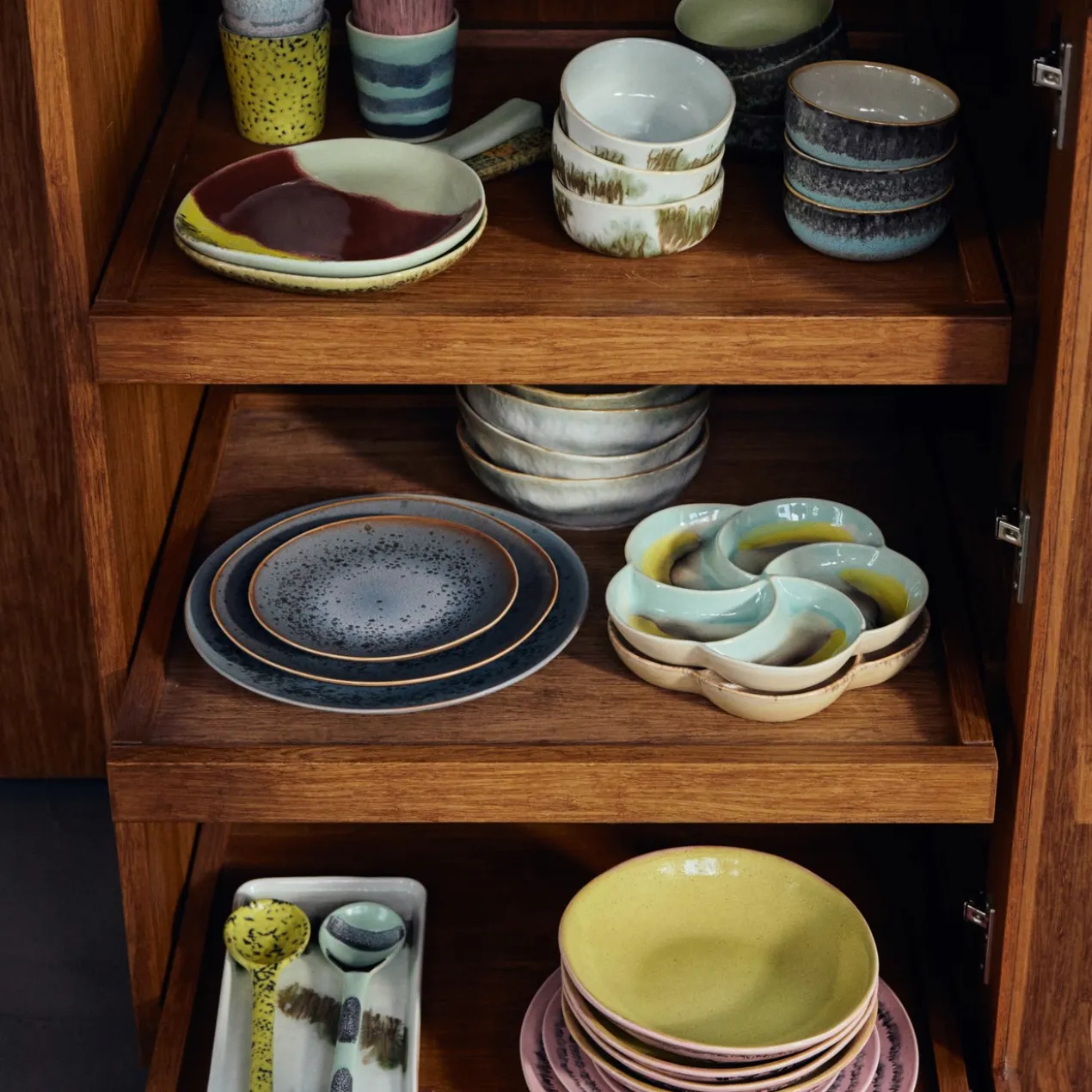 Servies 70's ceramics gebaksbordje mineral - set van 2