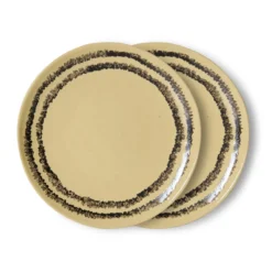 Servies 70's ceramics gebaksbordje vanilla - set van 2