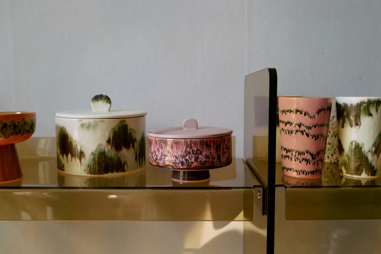 Servies 70's Ceramics koektrommel tide