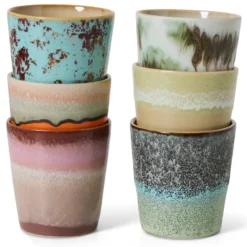 Servies 70's Ceramics koffie mok Surreal - set van 6