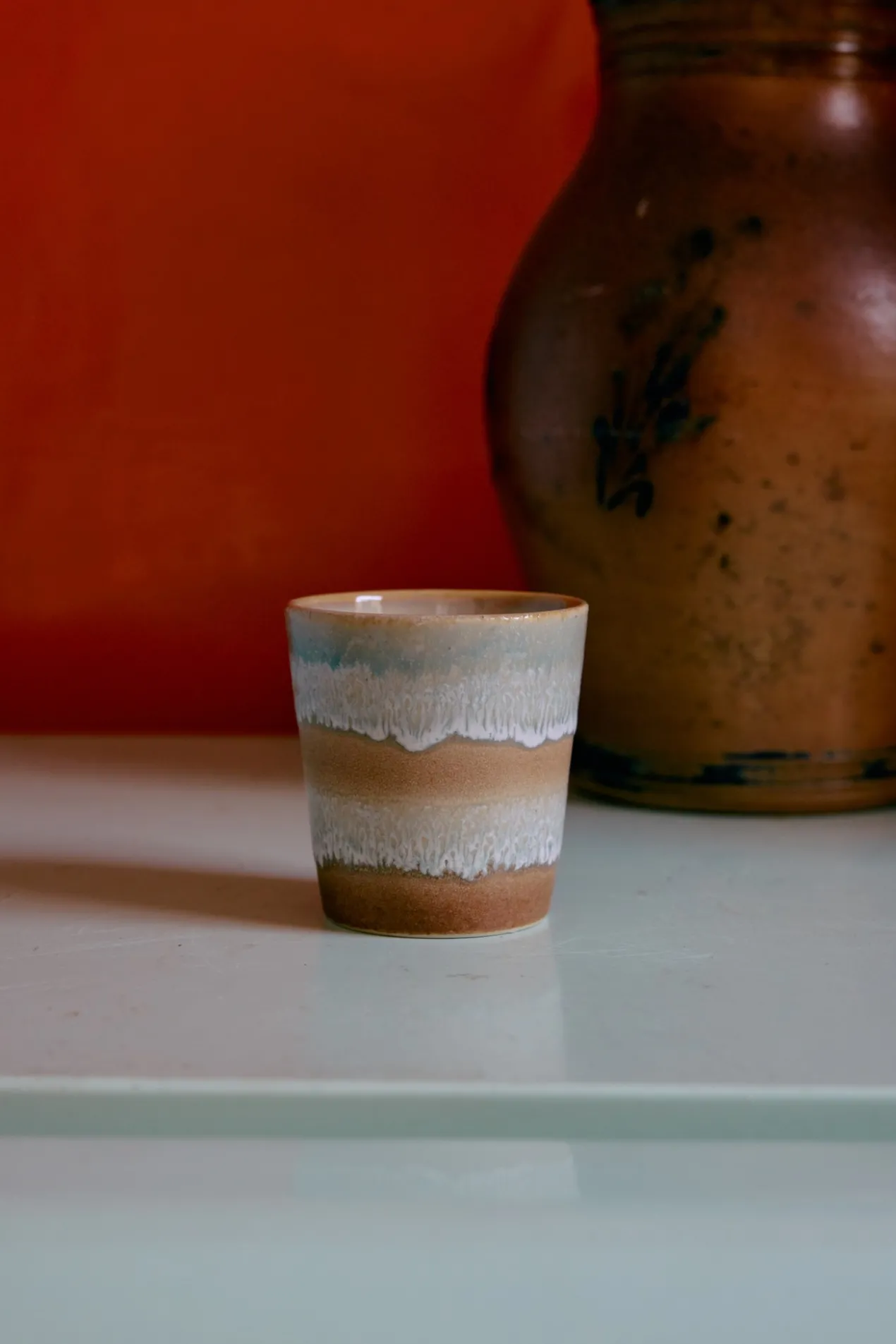 Servies 70's Ceramics koffie mok Pop art - set van 4