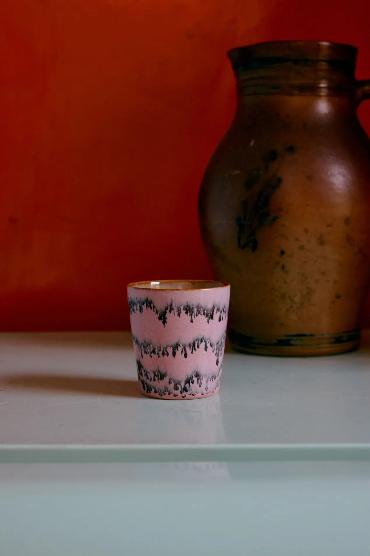 Servies 70's Ceramics koffie mok Pop art - set van 4