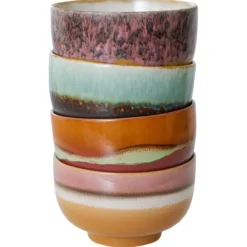 Servies 70's Ceramics Noodle schaal Geyser - set van 4
