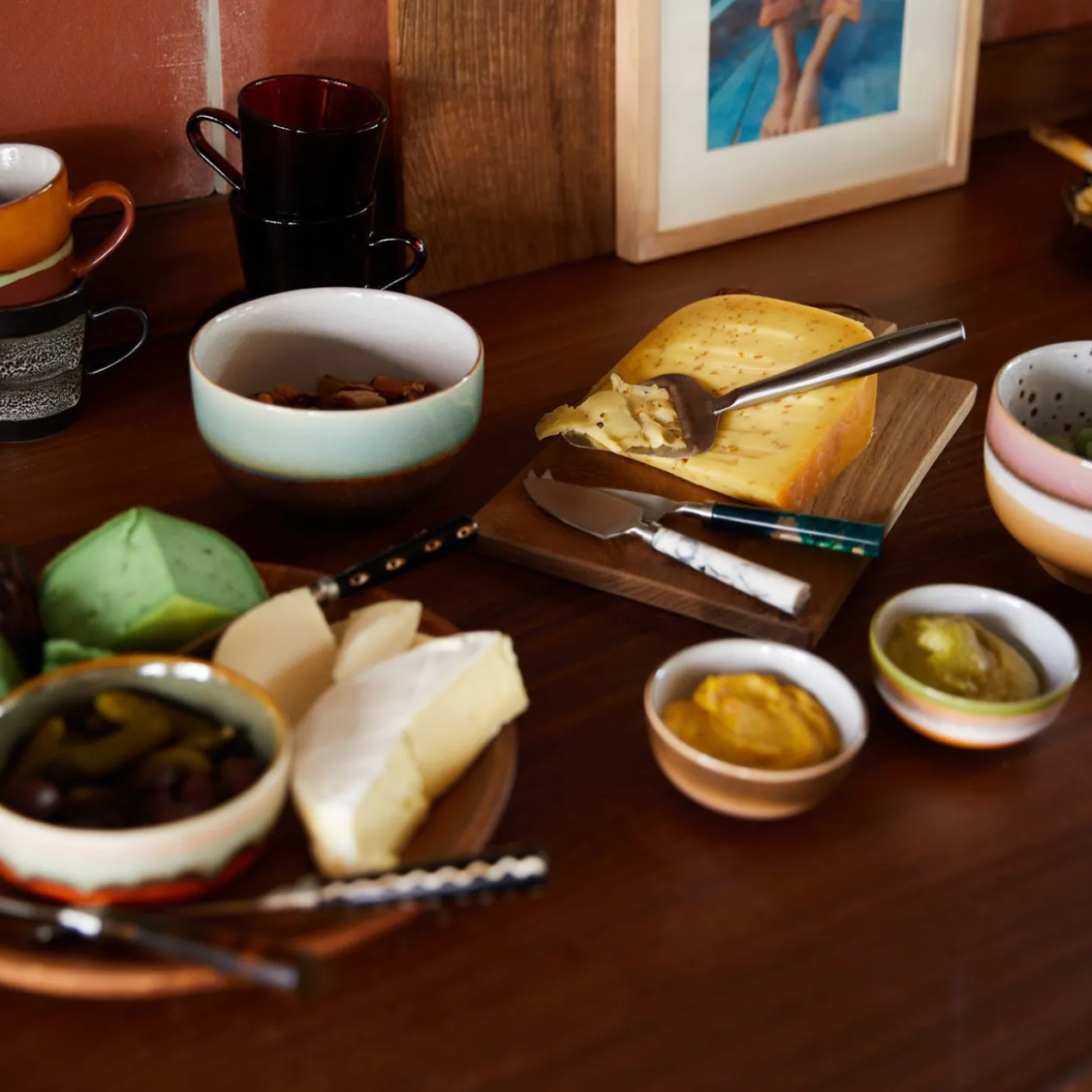Servies 70's Ceramics Noodle schaal Geyser - set van 4