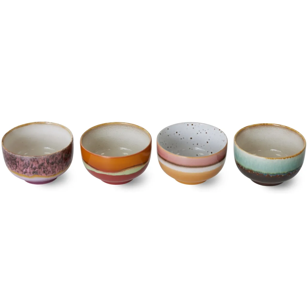 Servies 70's Ceramics Noodle schaal Geyser - set van 4